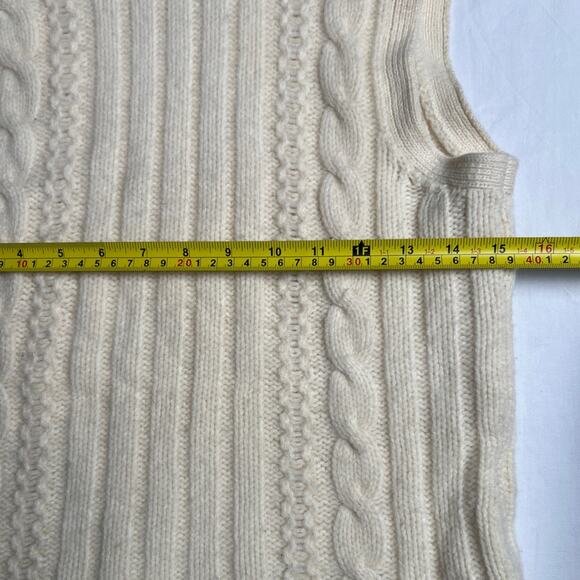 Vintage Banana Republic Hood Vest 100% Lambwool Medium Heavy Cable Knit Sweater - Picture 3 of 7
